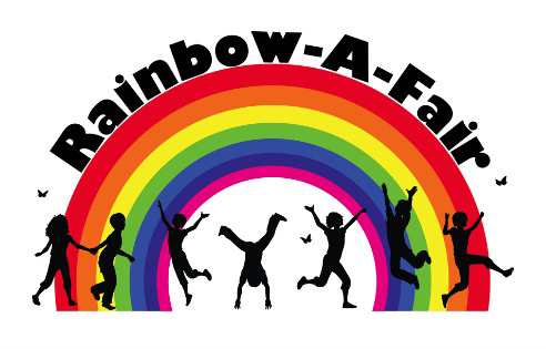 Rainbow with kids playing